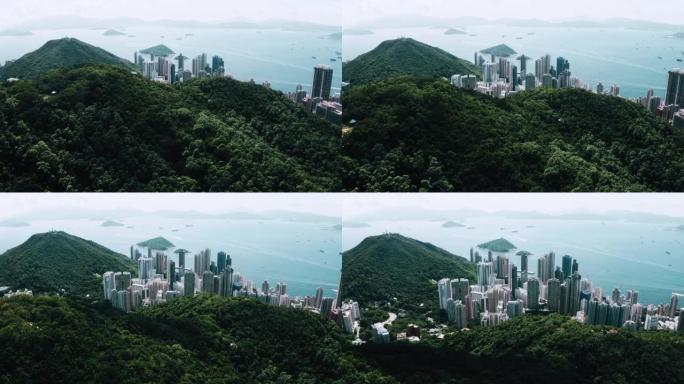 航拍的城市。香港的俯视图