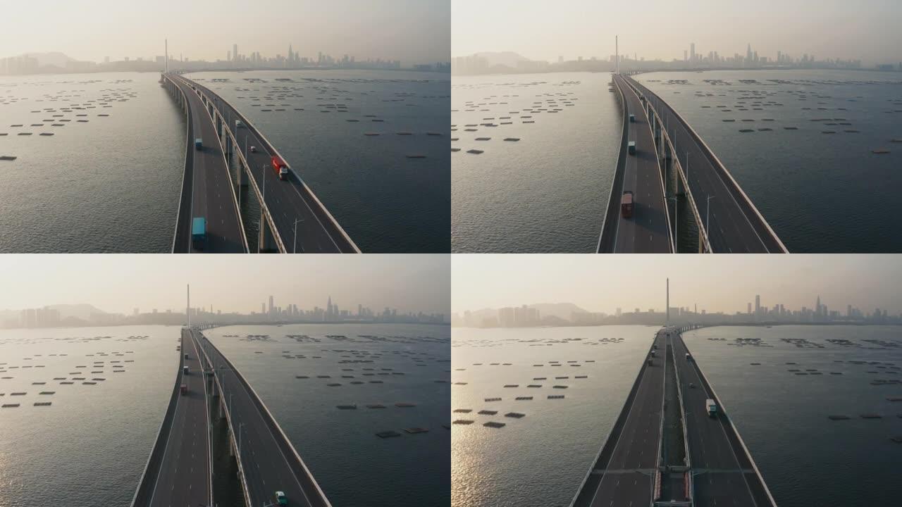 深圳湾大桥的景色深圳湾大桥车流跨海大桥
