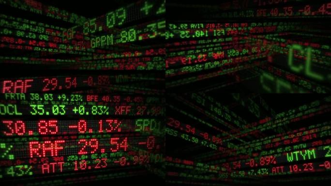 股票市场内部股票。可循环。绿色和红色。
