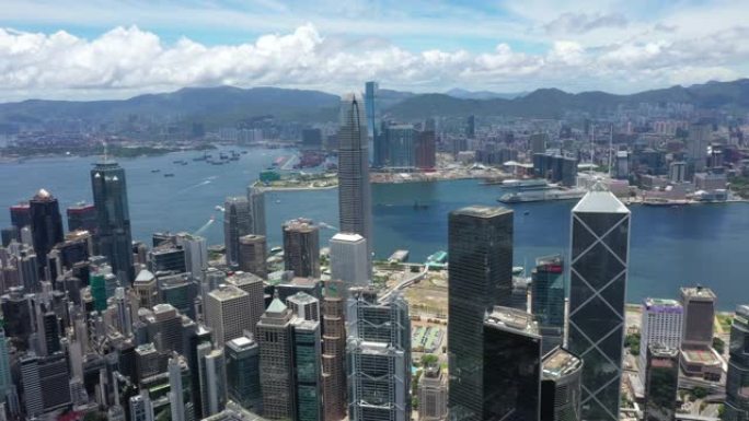 香港标志性摩天大楼城市拥挤的高层海港全景中国