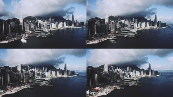 香港城市的鸟瞰图城市风光航拍城市建设城市