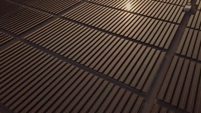 太阳能电池板农场的鸟瞰图: 太阳动力概念