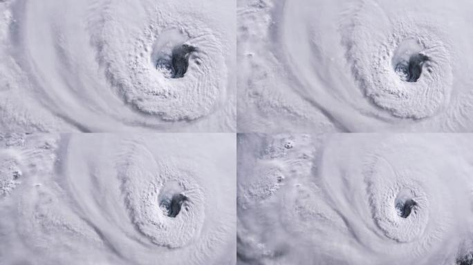 风暴之眼，从太空看到的巨大飓风。缩小。NASA提供的这段视频的元素。4k分辨率。