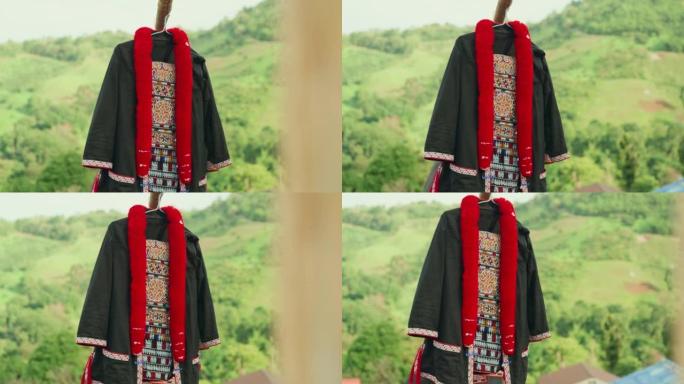 山上的部落服装。少数民族传承传统