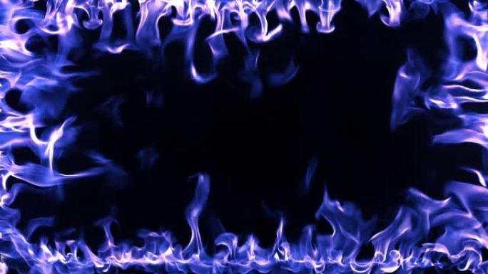 蓝色火框在慢动作中燃烧