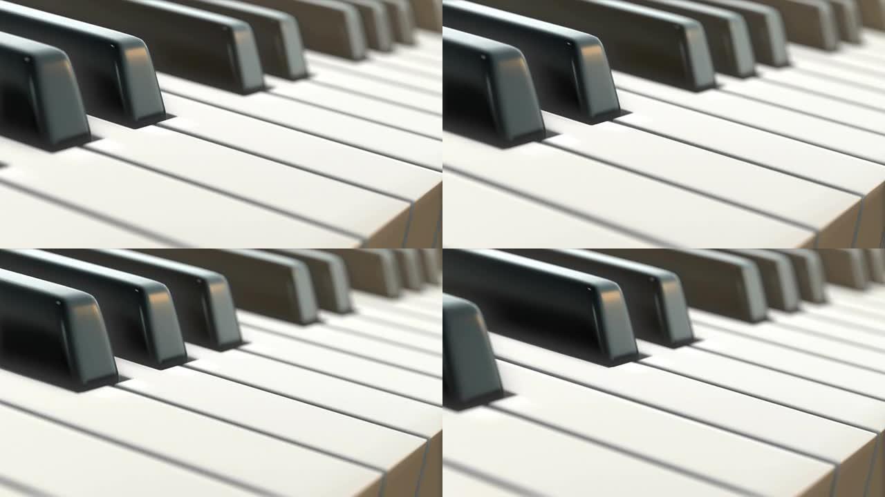 相机在钢琴键盘上的移动 (侧视图)-循环
