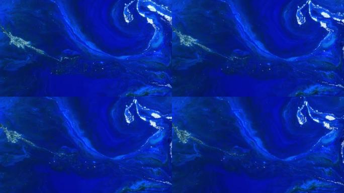 不同纹理的蓝色抽象背景。抽象丙烯酸背景。