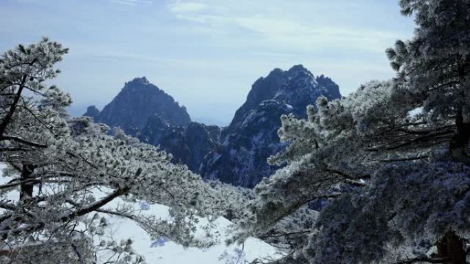 中国黄山国家公园冬季景观