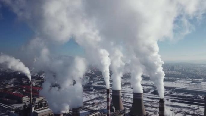 火力发电厂鸟瞰图生物生机匮乏退化轻型重型