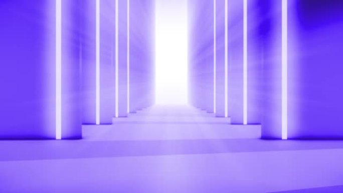 抽象隧道。穿越未来派3D动画。照明走廊的概念，室内设计，太空飞船，科学，技术，科学，建筑，工业，闪亮