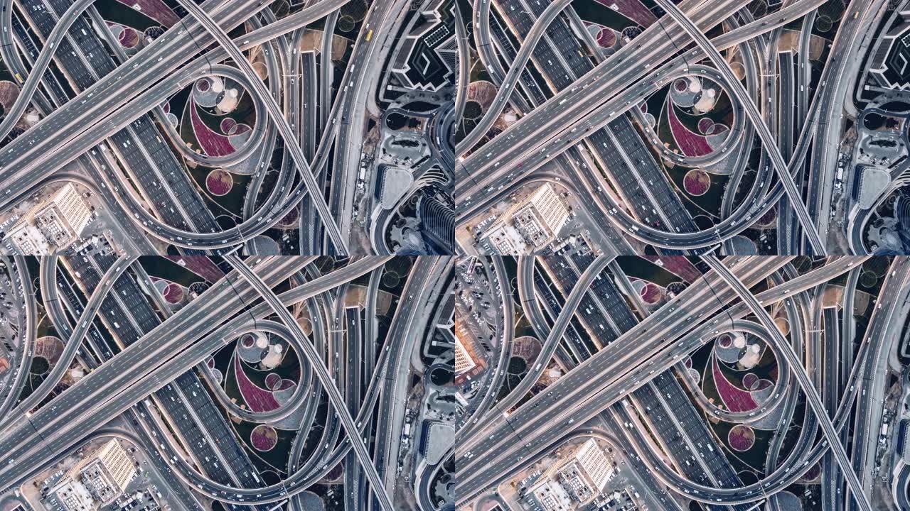 阿联酋迪拜路口的T/L PAN俯视图