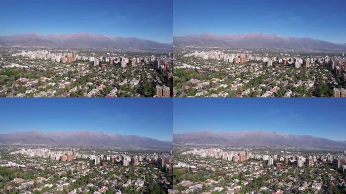 南美洲智利首都圣地亚哥的鸟瞰图。4k分辨率。