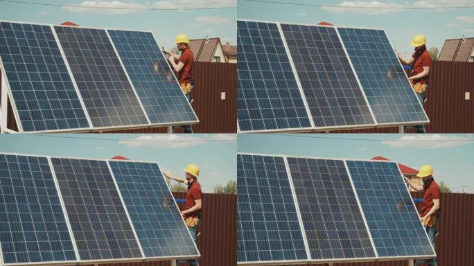 安装太阳能电池的工程师