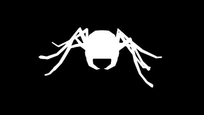 黑色背景上的行走蚂蚁剪影。动物的概念，野生动物，游戏，返校，3d动画，短视频，电影，卡通，有机，色键