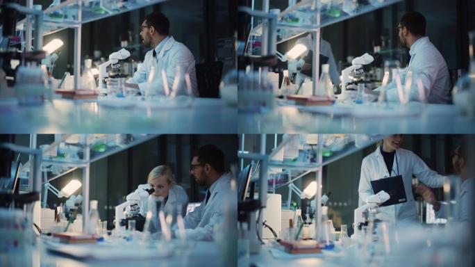 令人惊讶的男性研究科学家在显微镜下研究病毒疫苗样本时做出了重要发现。他打电话给同事，并与其他生物工程