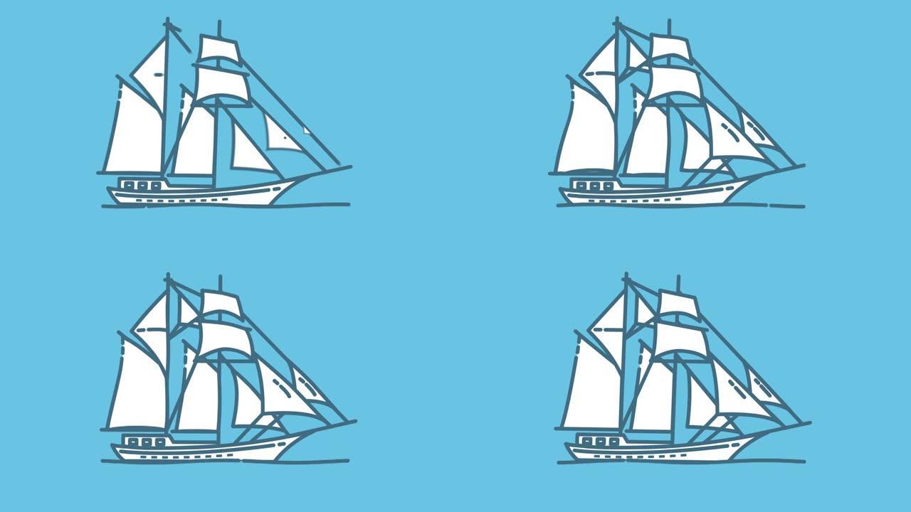 阿尔法航道上的帆船线路图标