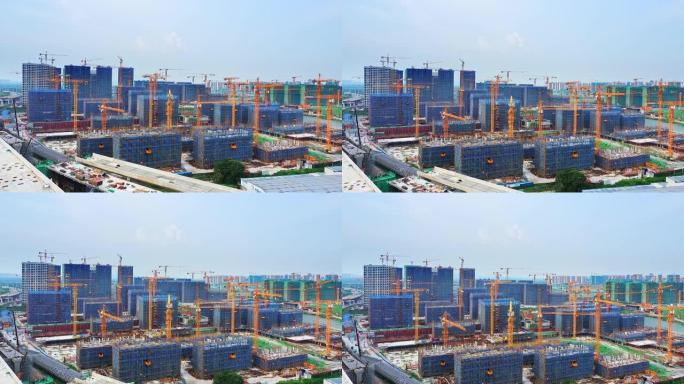 施工现场城市建设建筑仰拍高楼建筑工地