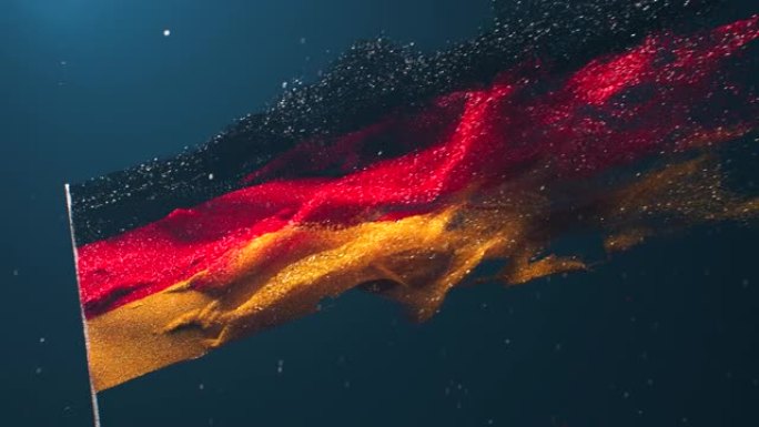 德国国旗像风沙一样随风飘扬