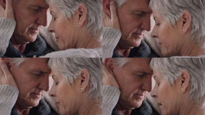 幸福的成熟夫妇拥抱分享浪漫的联系享受长期的关系拥抱一起退休4k镜头