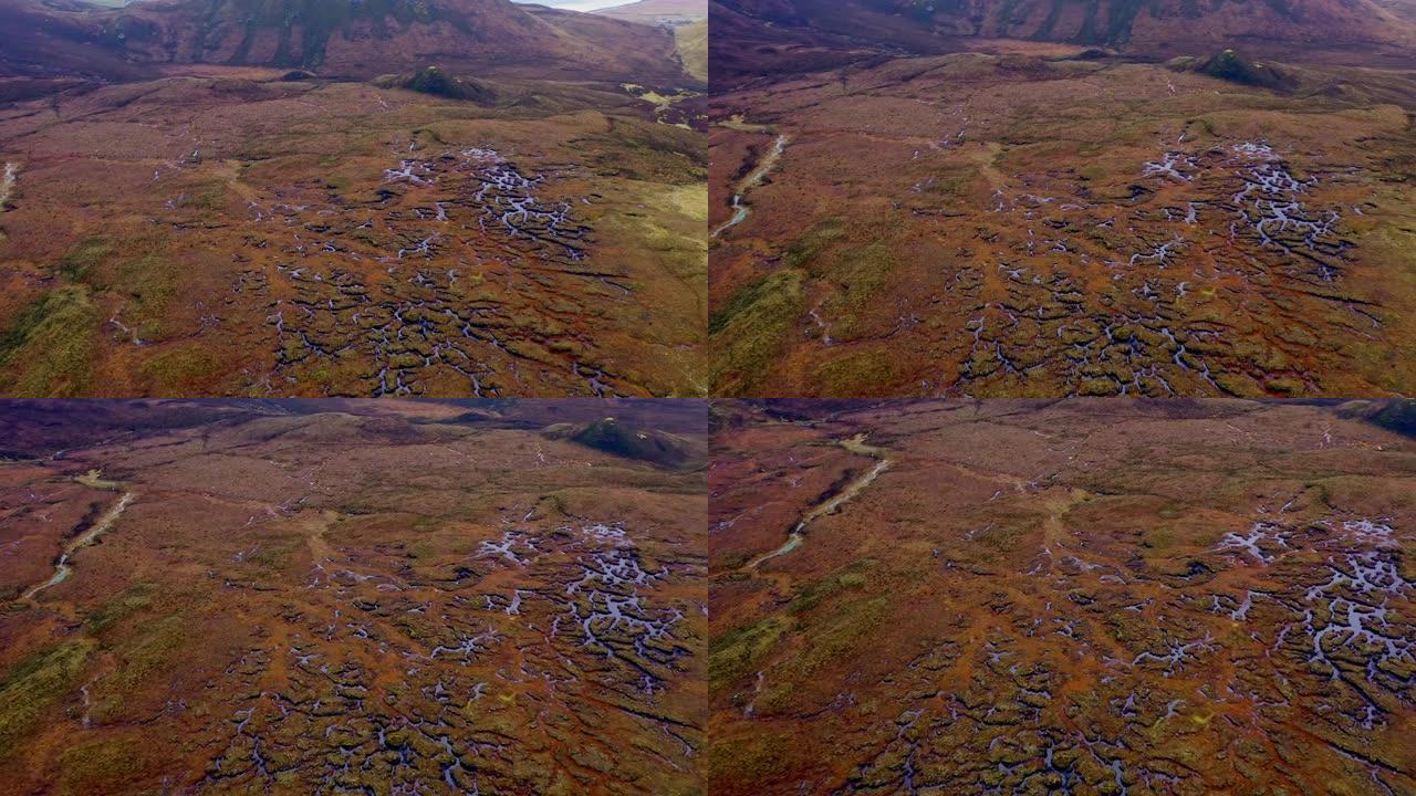 英国苏格兰斯凯岛山谷空中WS POV山脊