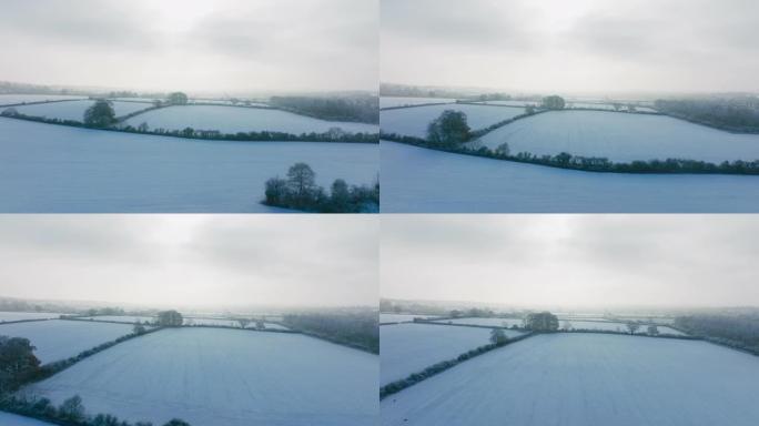 英格兰的空中雪景雪山风景自然风光冰天雪地
