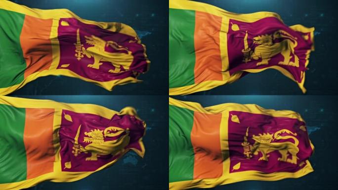 深蓝色背景的斯里兰卡国旗