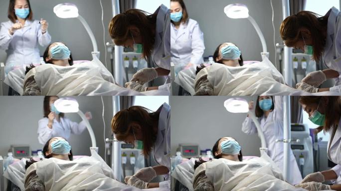 亚裔华裔女医生护士抽取年轻女子血样