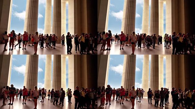 林肯纪念堂的游客人群