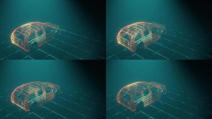 概念性电动汽车的线框计算机可视化