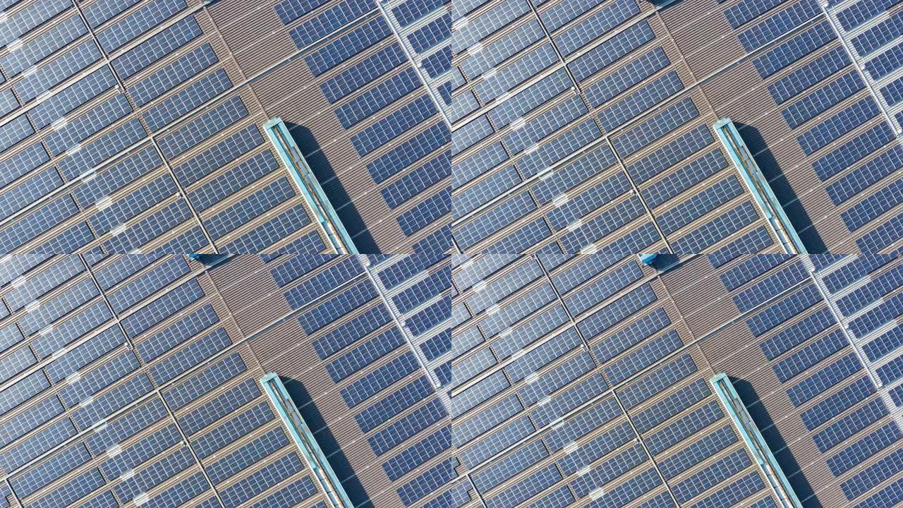 太阳能电池板的鸟瞰图，可再生能源行业