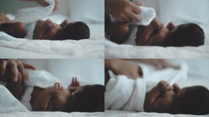 舒适、柔软非洲黑人小宝宝素材初生婴儿