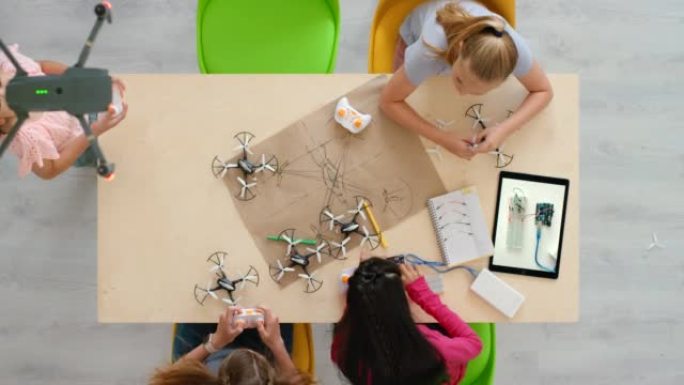 聪明的学生通过平板电脑教程、技术设备或纸质计划来建造、观察和制造无人机。以上观点对多元的学生群体工程