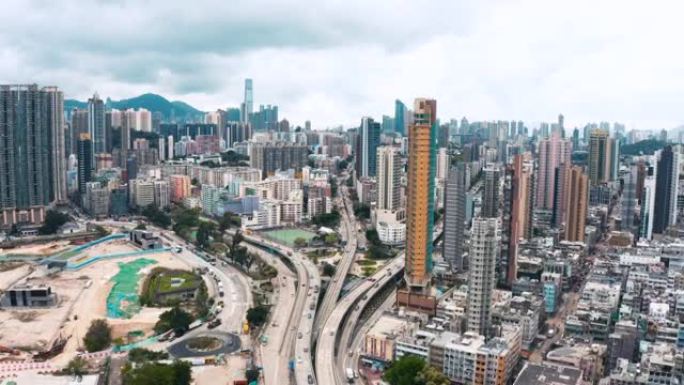 俯瞰香港风景秀丽的城市道路交通大楼