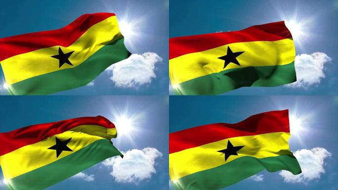 加纳国旗在微风中飘扬