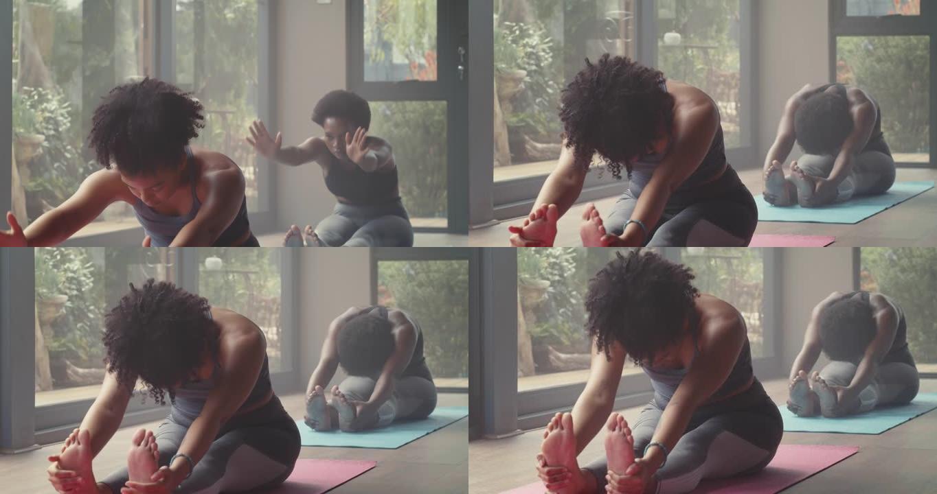 4k年轻女性一起练习瑜伽的视频片段