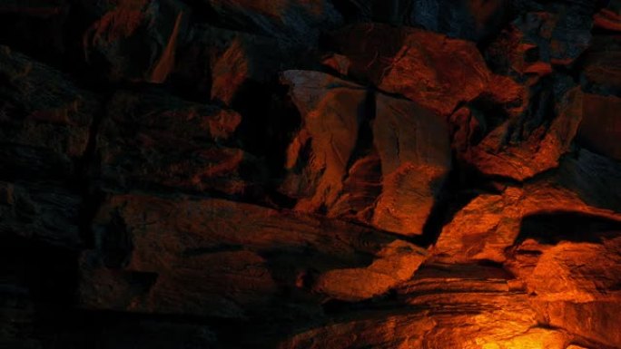洞穴墙壁上的火光石头石块火光