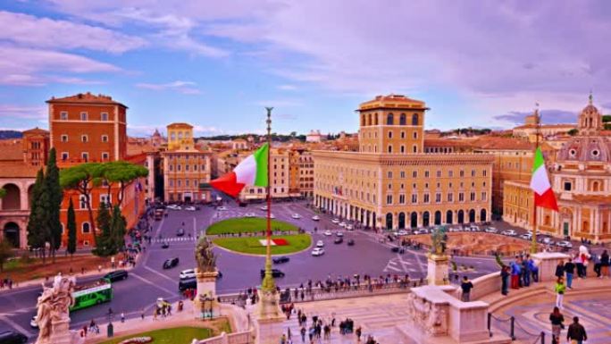 罗马市。意大利国旗。鸟瞰图。城市景观