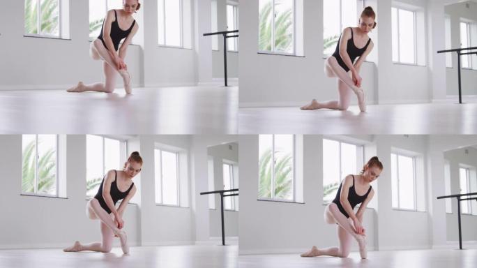 高加索女芭蕾舞演员为舞蹈课做准备