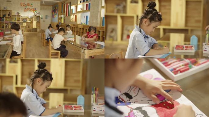 幼儿园小朋友画画爱国童年六一美术课