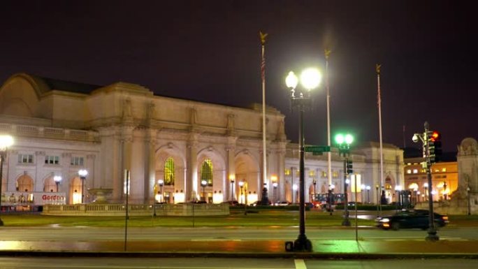 华盛顿特区晚上的联合车站。
