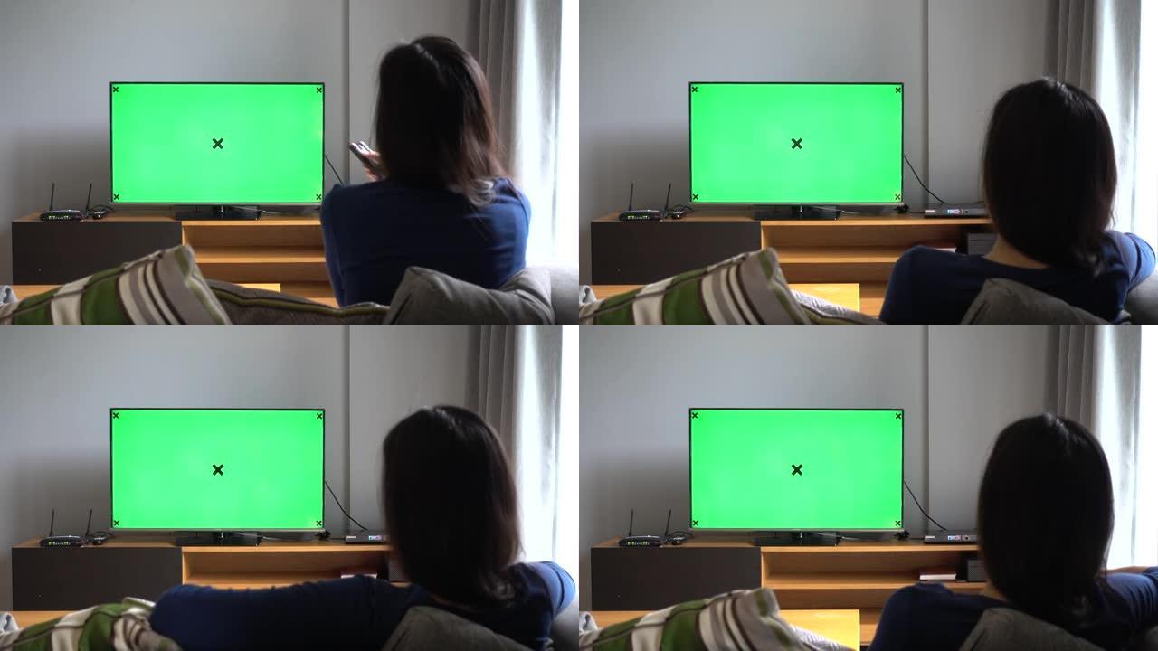 用绿屏看电视绿屏看电视客厅居家