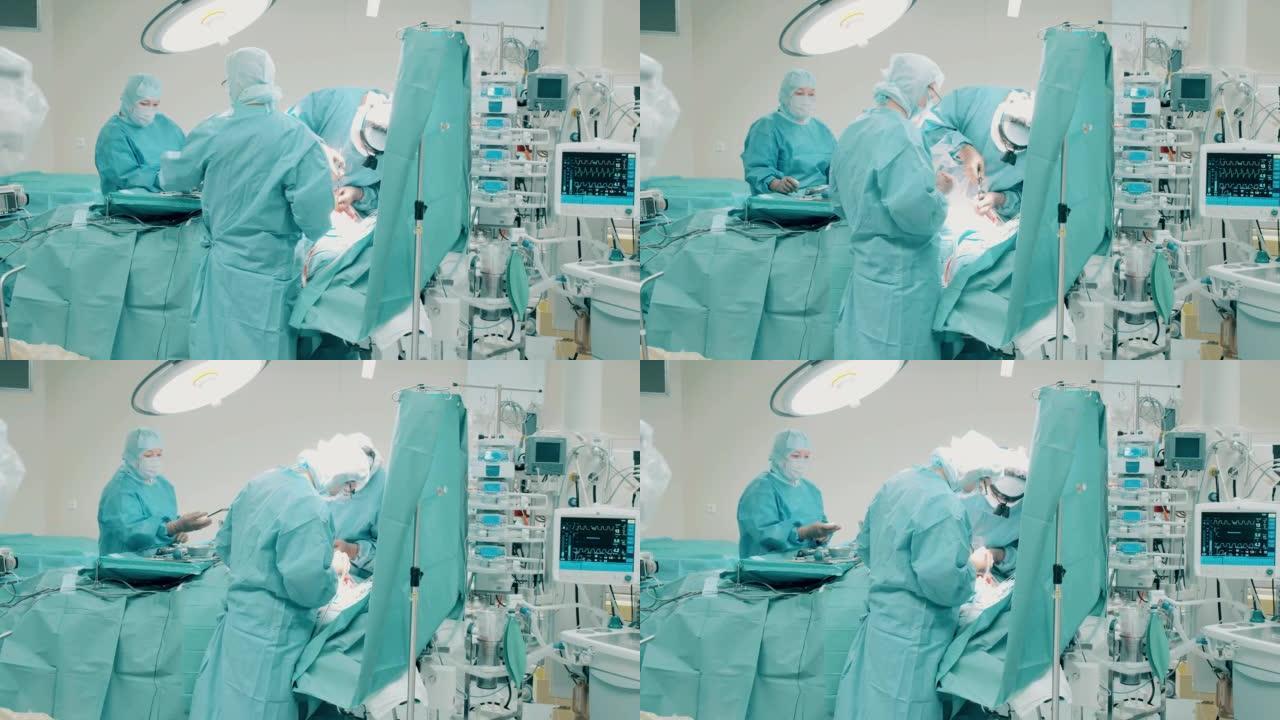 医生正在手术室给一名病人做手术