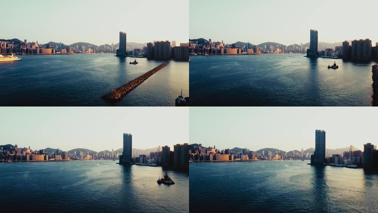 日落时刻的香港城市景观