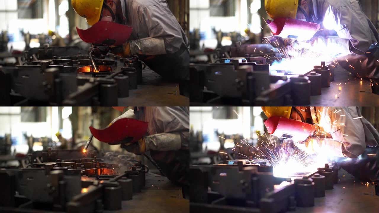电焊焊接钢电焊火花焊接工人