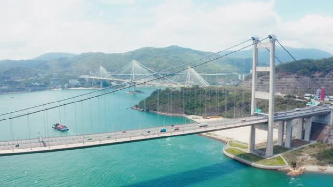 香港青马大桥无人机景观