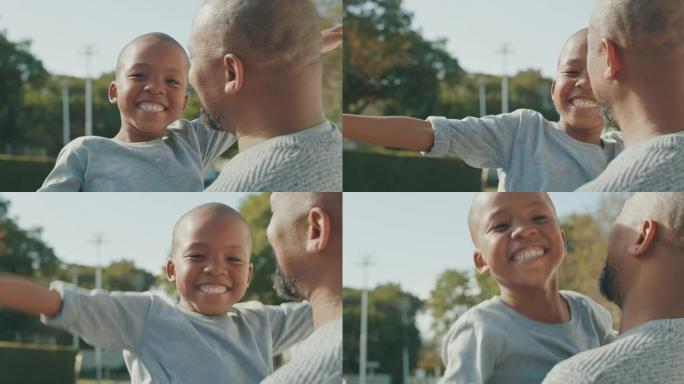 一个英俊成熟的男人在外面拥抱他儿子的4k视频