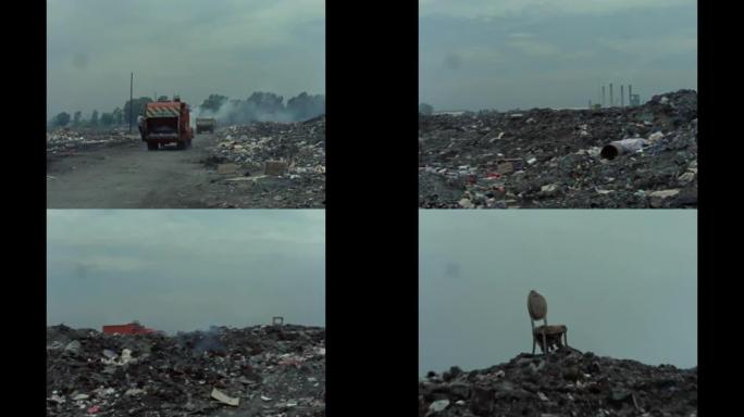 阿根廷布宜诺斯艾利斯省一个垃圾填埋场的历史镜头。大约1969年11月。