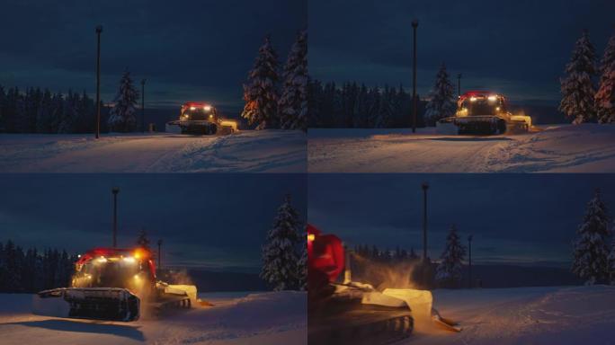夜班驾驶雪猫雪山大学冬天
