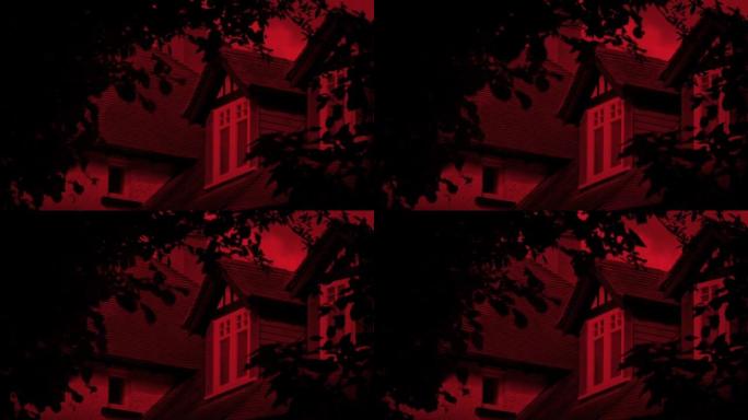 可怕的红房子窗户特写