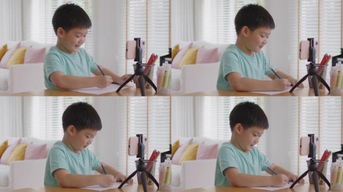 阿尔法小孩儿童电话记录博客显示纸上的艺术着色。